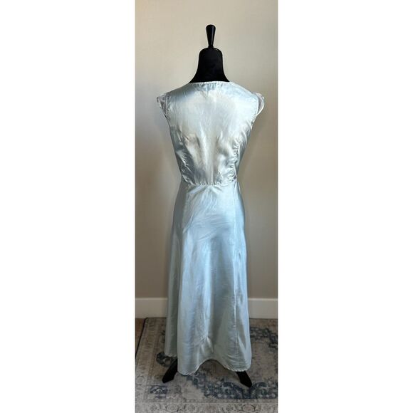 April Cornell Women's Pastel Blue Satin Sleeveless Lace Trim Nightgown Size S - Picture 5 of 7